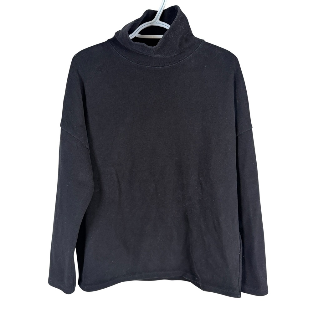 OAK + FORT‎ Turtleneck Sweater Women Medium Black Oversized Dropped Shoulder